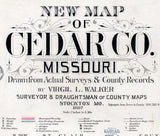 1897 Farm Line Map of Cedar County Missouri Stockton