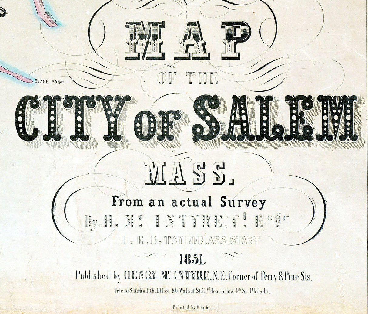 1851 Town Map of Salem Massachusetts
