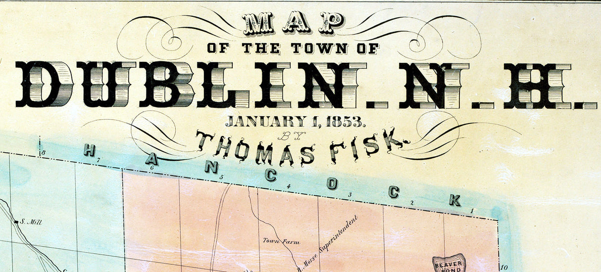1853 Town Map of Dublin Cheshire County New Hampshire