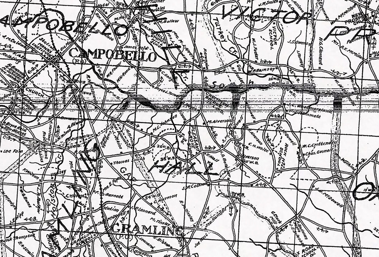 1910 Map of Spartanburg County South Carolina