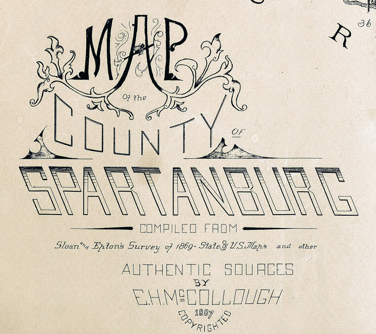 1887 Map of Spartanburg County South Carolina