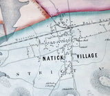 1853 Town Map of Natick Middlesex County Massachusetts