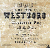 1855 Town Map of Westboro Worcester County Massachusetts