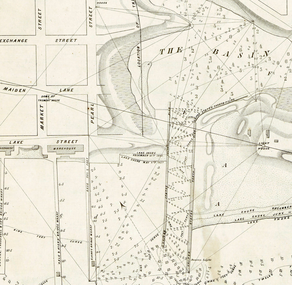 1857 Map of Kenosha Wisconsin Harbor Lake Michigan