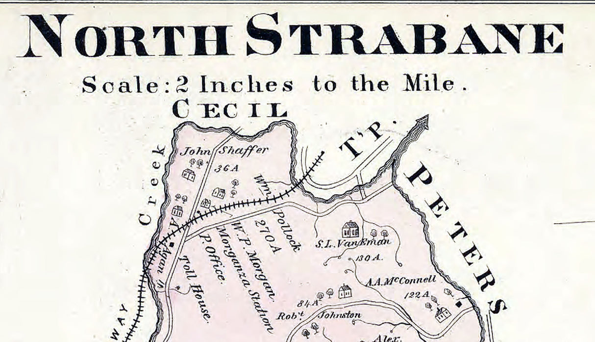 1876 Map of North Strabane Township Washington County Pa