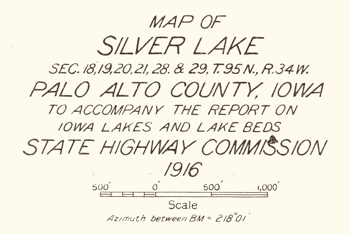 1916 Map of Silver Lake Palo Alto County Iowa