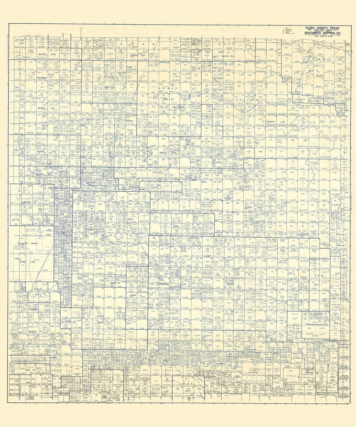 1962 Oil and Gas Well Farm Line Map of Floyd County Texas