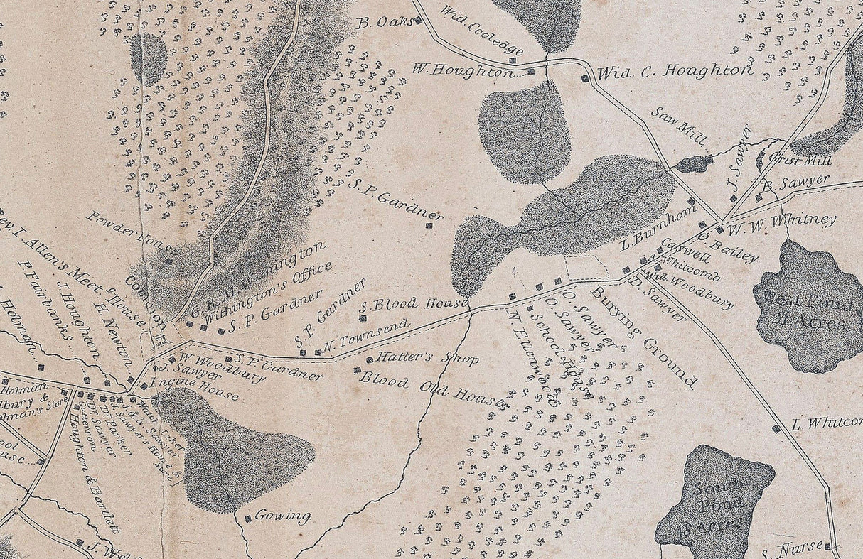 1831 Town Map of Bolton Worcester County Massachusetts