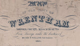 1851 Town Map of Wrentham Norfolk County Massachusetts