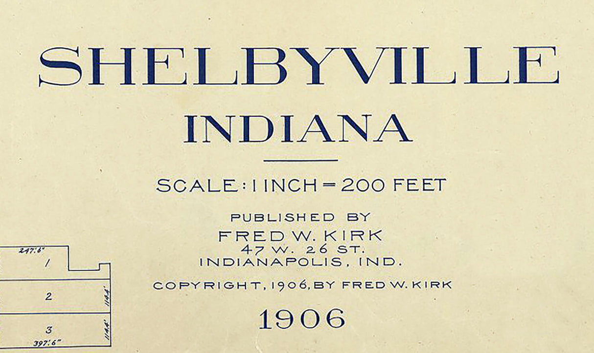 1906 Town Map of Shelbyville Indiana