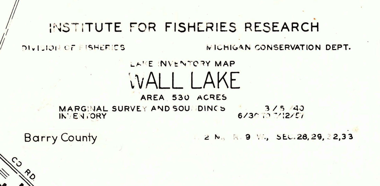 1940 Map of Wall Lake Barry County Michigan