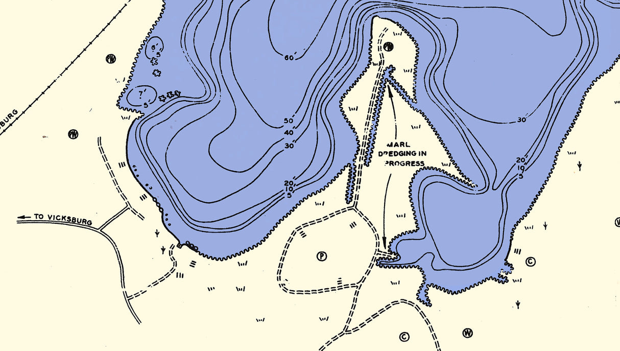 1954 Map of Indian Lake Kalamazoo County Michigan