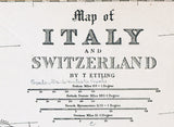 1860 Map of Italy and Switzerland