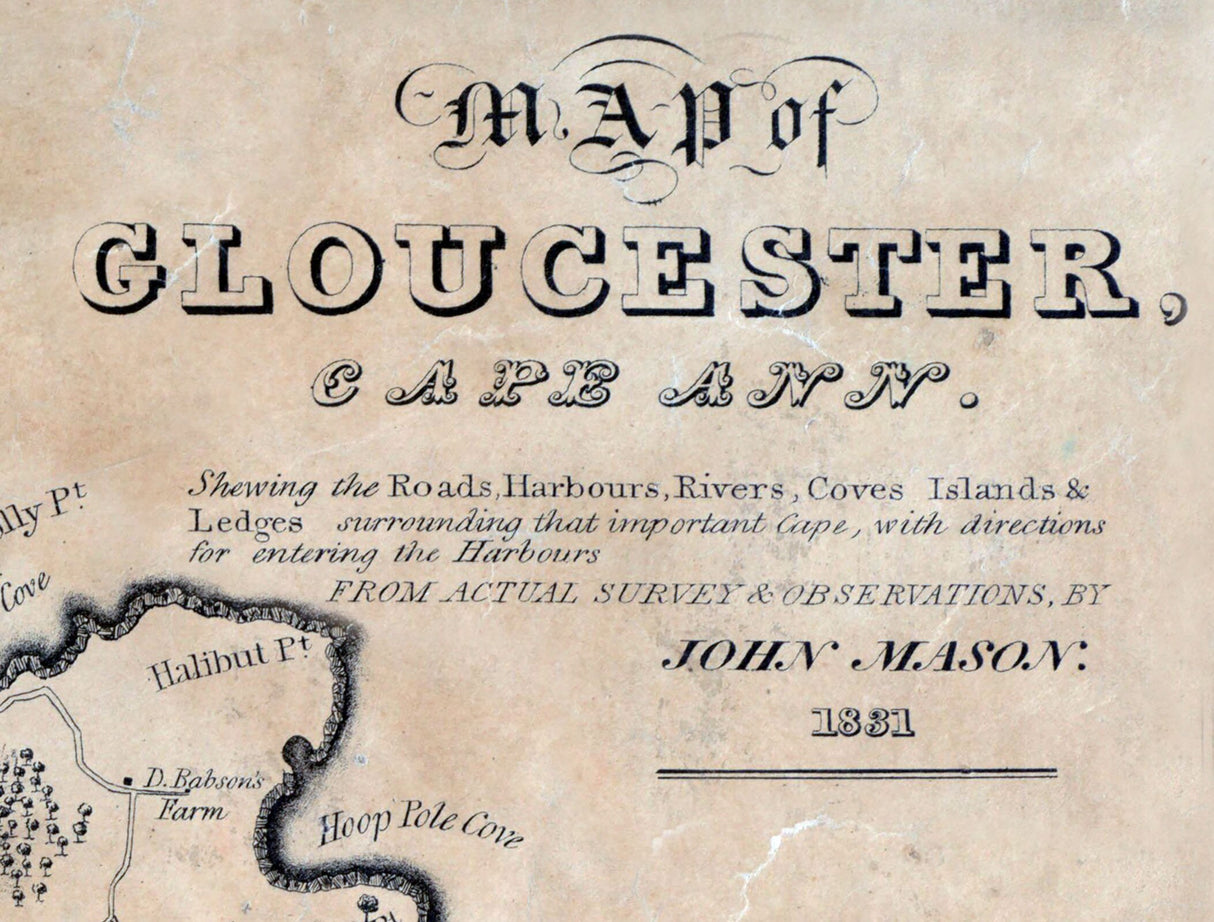 1831 Map of Gloucester Cape Ann Massachusetts