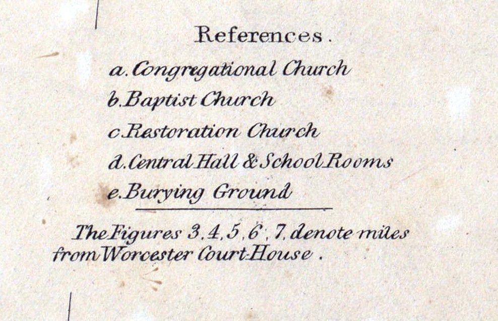 1832 Town Map of Shrewsbury Worcester County Massachusetts