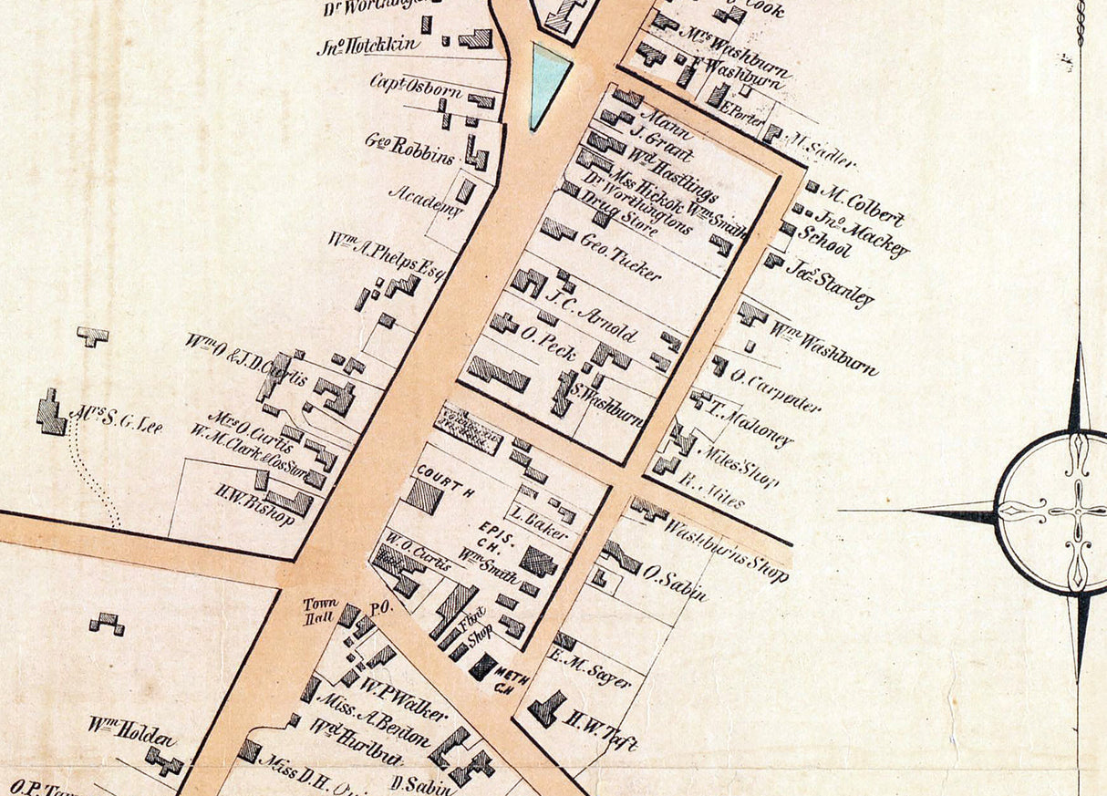 1854 Map of Lenox Berkshire County Massachusetts