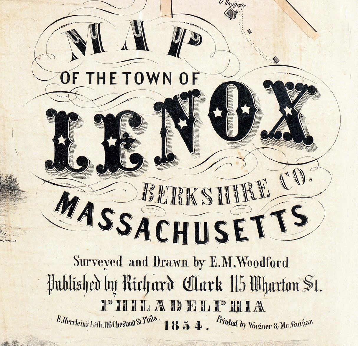 1854 Map of Lenox Berkshire County Massachusetts