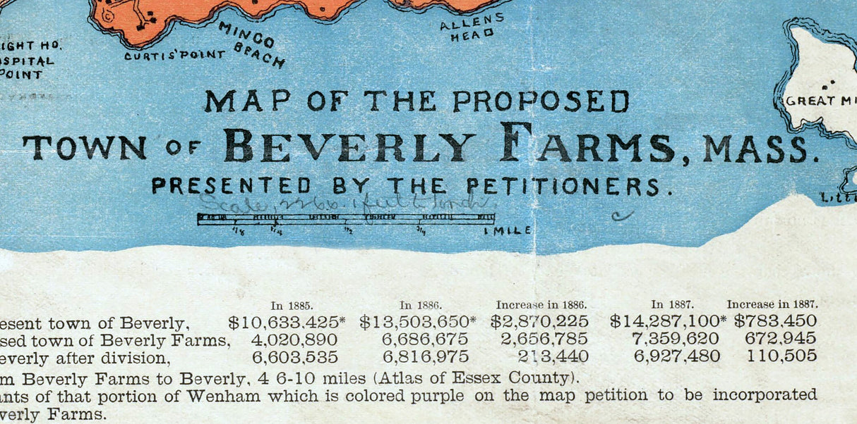1888 Town Map of Beverly Farms Essex County Massachusetts