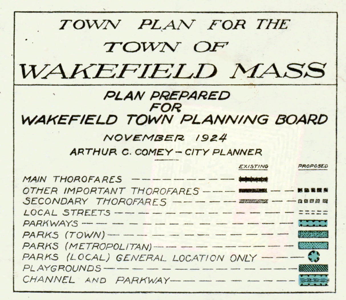1924 Town Map of Wakefield Massachusetts