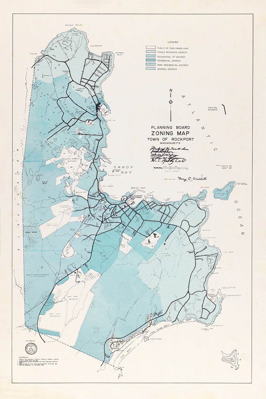 1969 Town Map of Rockport Essex County Massachusetts