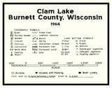 1964 Map of Clam Lake Burnett County Wisconsin