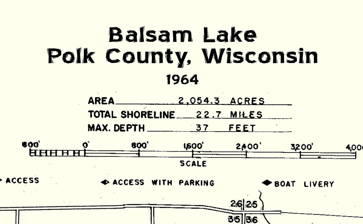 1964 Map of Balsam Lake Polk County Wisconsin