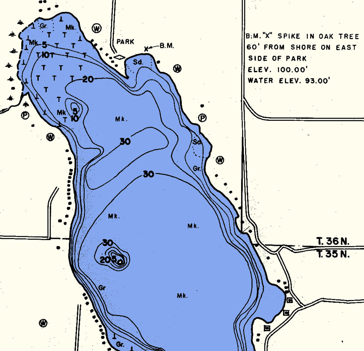 1963 Map of Bone Lake Polk County Wisconsin