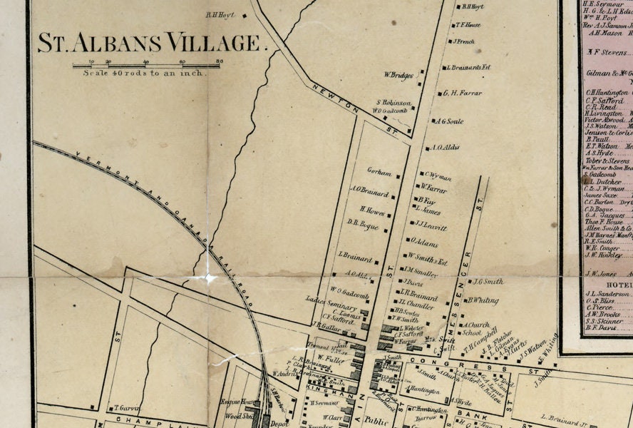 1857 Map of Franklin and Grand Isle County Vermont