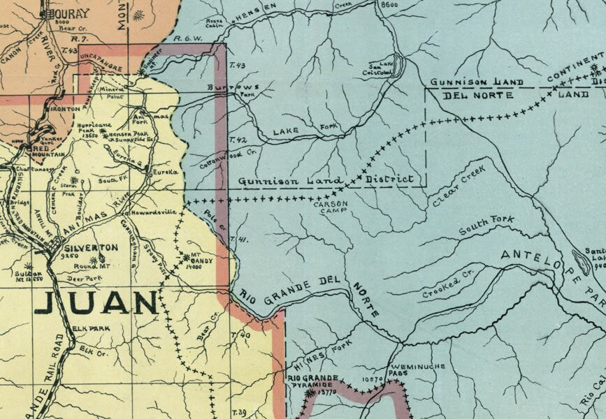 1893 Map of Southwestern Colorado