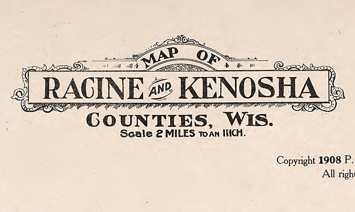 1908 Map of Racine and Kenosha County Wisconsin