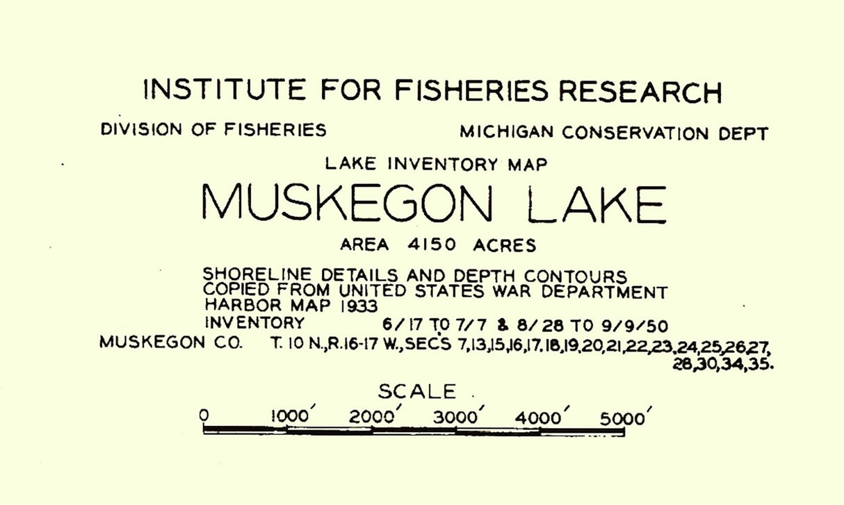 1933 Map of Muskegon Lake Muskegon County Michigan