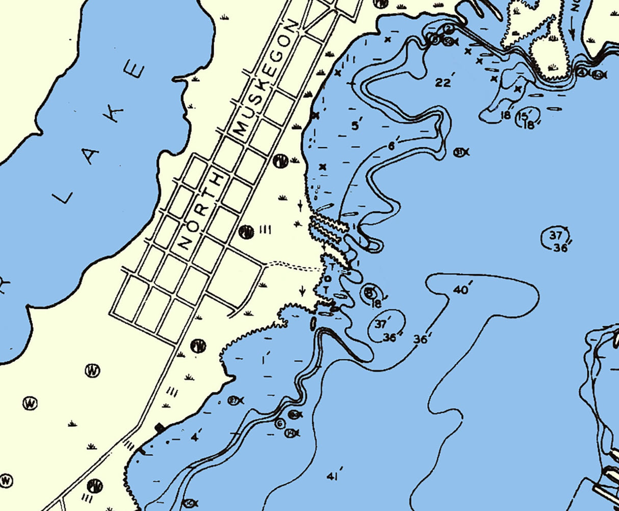 1933 Map of Muskegon Lake Muskegon County Michigan