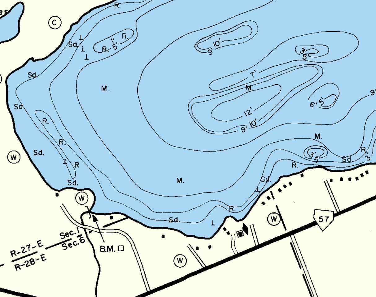 1965 Map of Kangaroo Lake Door County Wisconsin