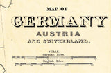 1876 Map of Germany Austria and Switzerland