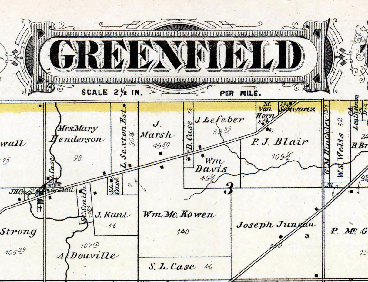 1876 Map of Greenfield Township Milwaukee County Wisconsin