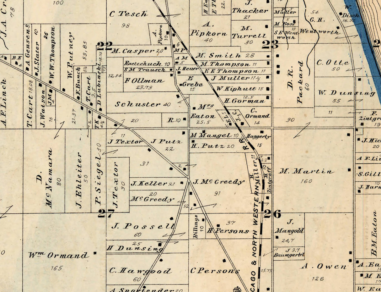 1876 Map of Lake Township Milwaukee County Wisconsin