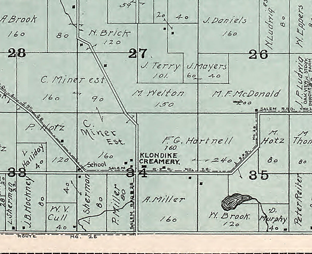 1908 Map of Brighton Township Kenosha County Wisconsin