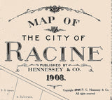 1908 Town Map of Racine Racine County Wisconsin