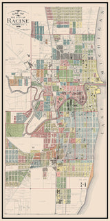 1908 Town Map of Racine Racine County Wisconsin