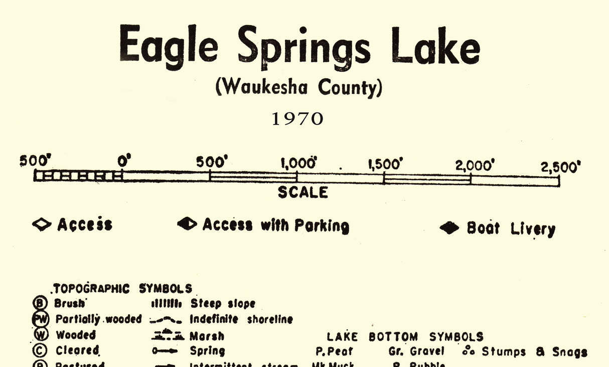 1970 Map of Eagle Springs Lake Waukesha County Wisconsin