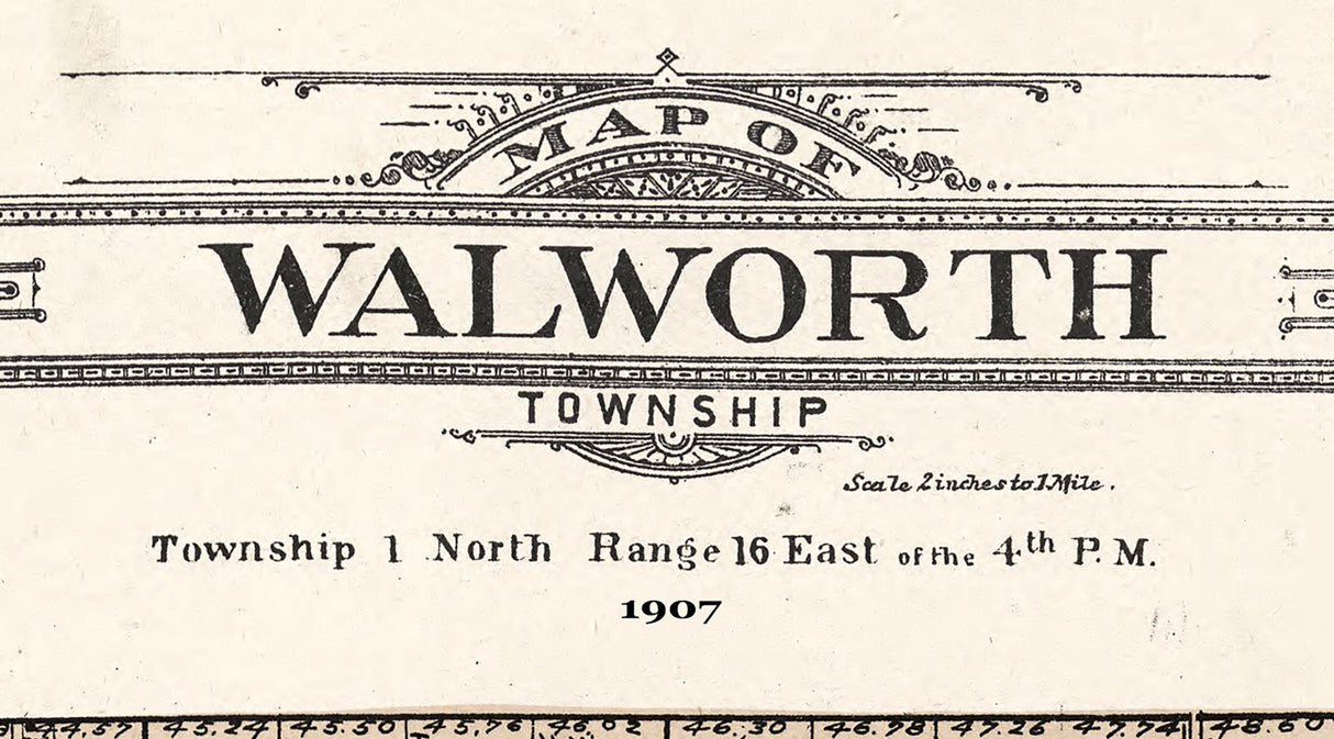 1907 Map of Walworth Township Walworth County Wisconsin