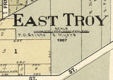 1907 Town Map of East Troy Walworth County Wisconsin