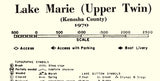 1970 Map of Lake Marie Upper Twin Kenosha County Wisconsin