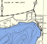 1970 Map of Lake Marie Upper Twin Kenosha County Wisconsin