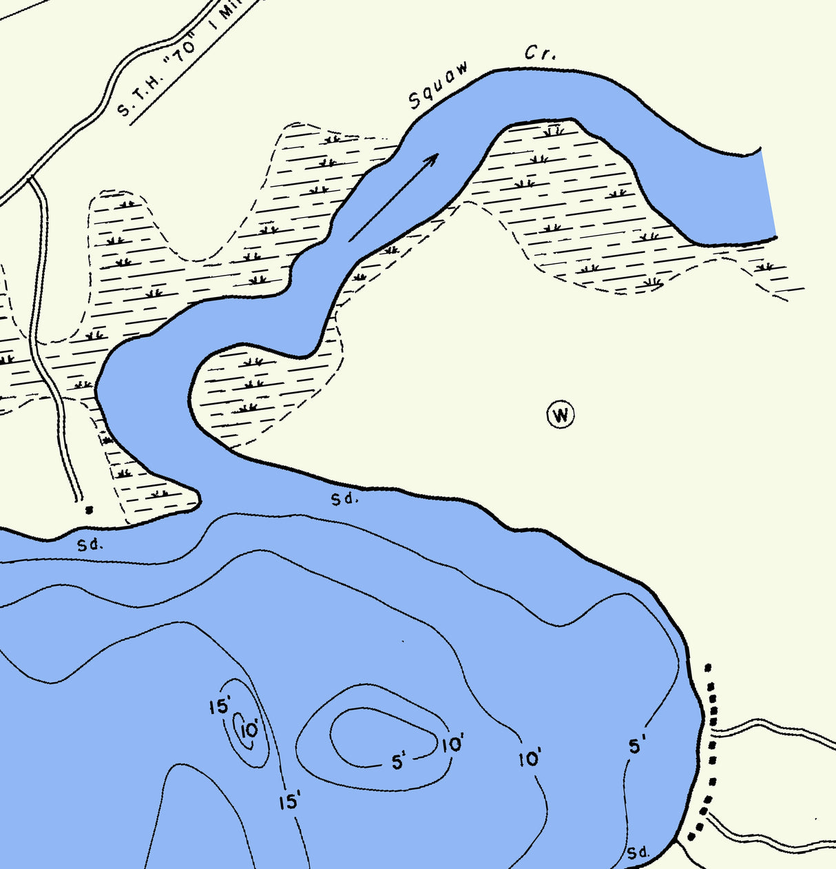 1962 Map of Squaw Lake Oneida and Vilas County Wisconsin