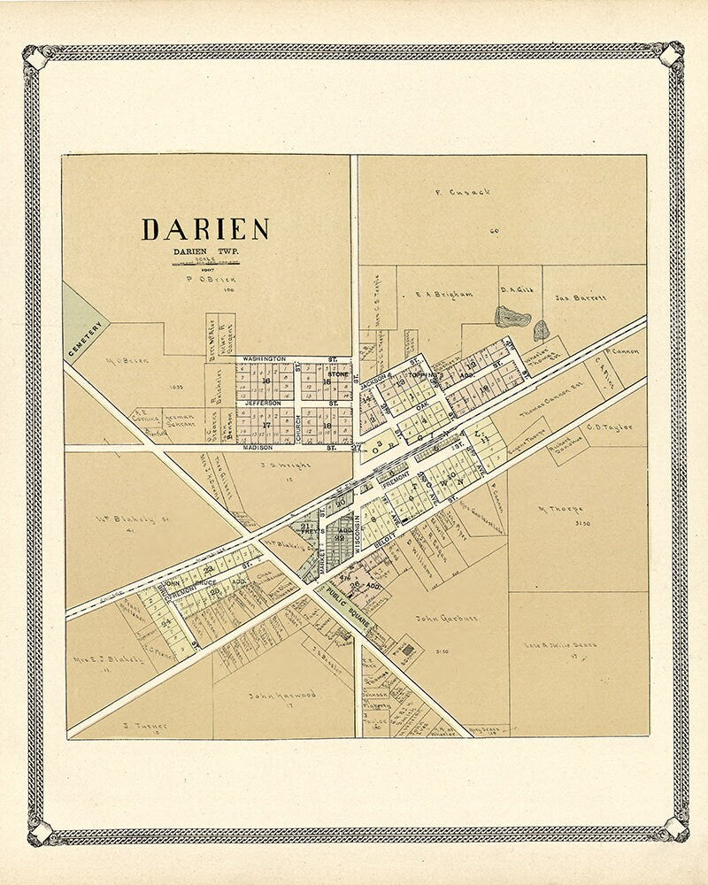 1907 Town Map of Darien Walworth County Wisconsin