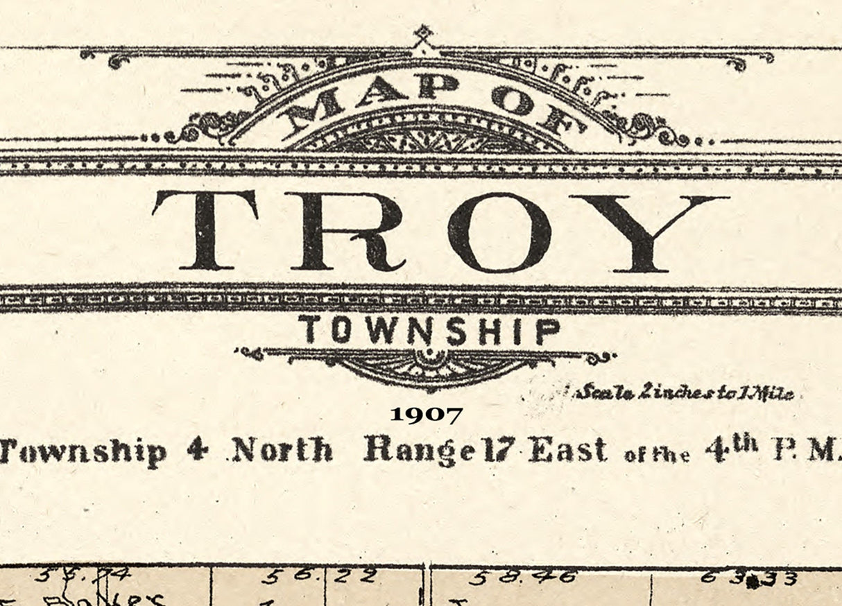 1907 Map of Troy Township Walworth County Wisconsin