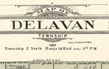 1907 Map of Delavan Township Walworth County Wisconsin