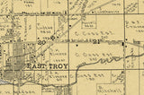 1907 Map of East Troy Township Walworth County Wisconsin