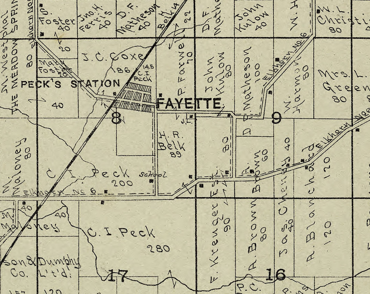 1907 Map of LaFayette Township Walworth County Wisconsin